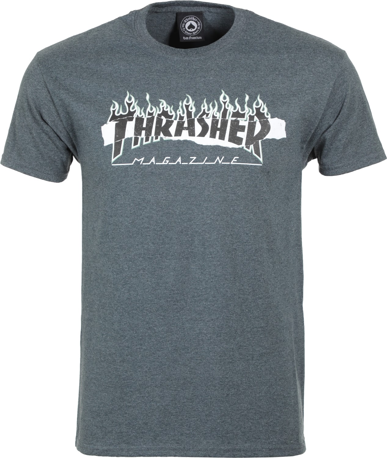 pánské triko THRASHER RIPPED Dark Heather