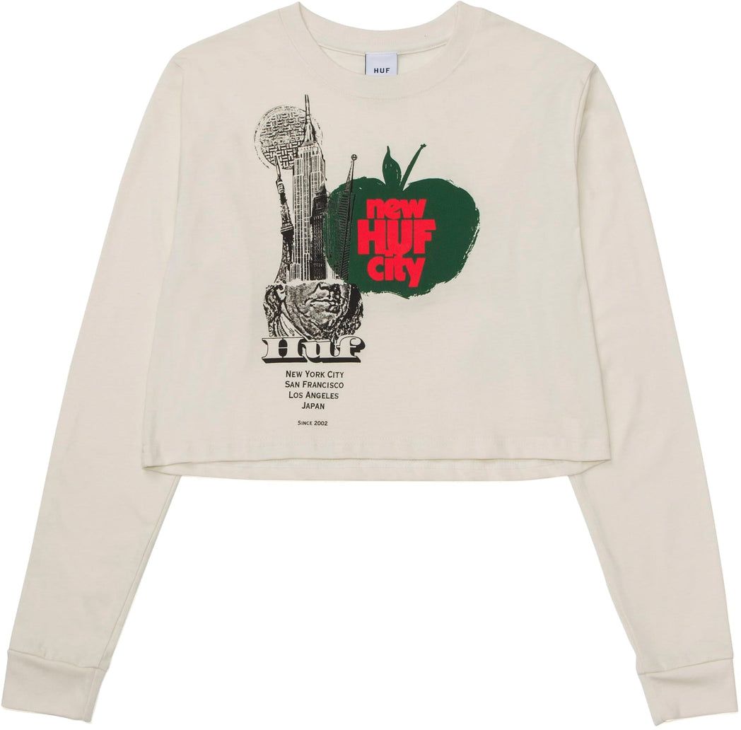 dámské triko HUF THE CITY LS CROP TEE Off White