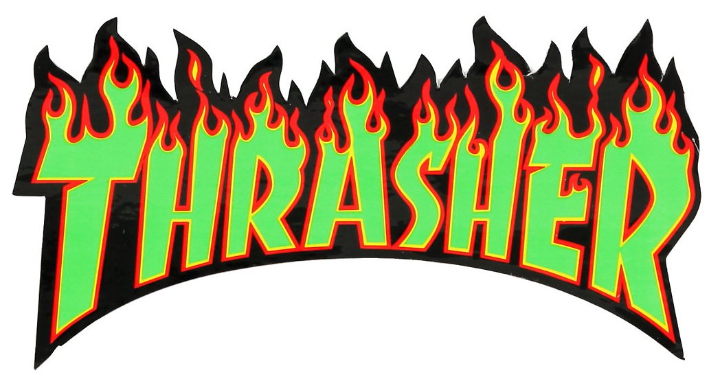 samolepka THRASHER FLAME LOGO STICKER Green/Black